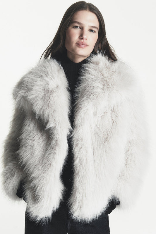 SHORT FAUX FUR JACKET Cream | DKNY