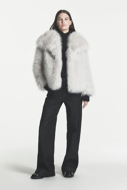 SHORT FAUX FUR JACKET Cream | DKNY