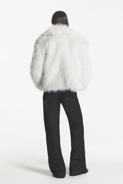 SHORT FAUX FUR JACKET Cream | DKNY