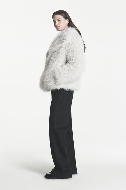 SHORT FAUX FUR JACKET Cream | DKNY