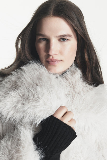 SHORT FAUX FUR JACKET Cream | DKNY
