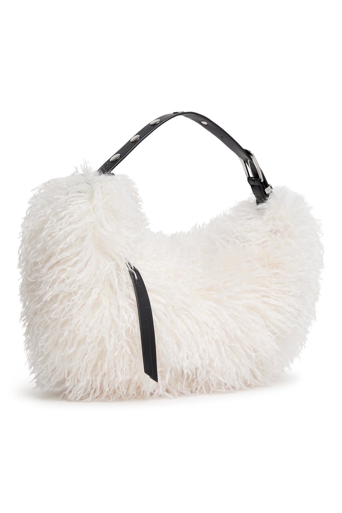 RANNA FAUX FUR LARGE HOBO BAG Natural/Black | DKNY