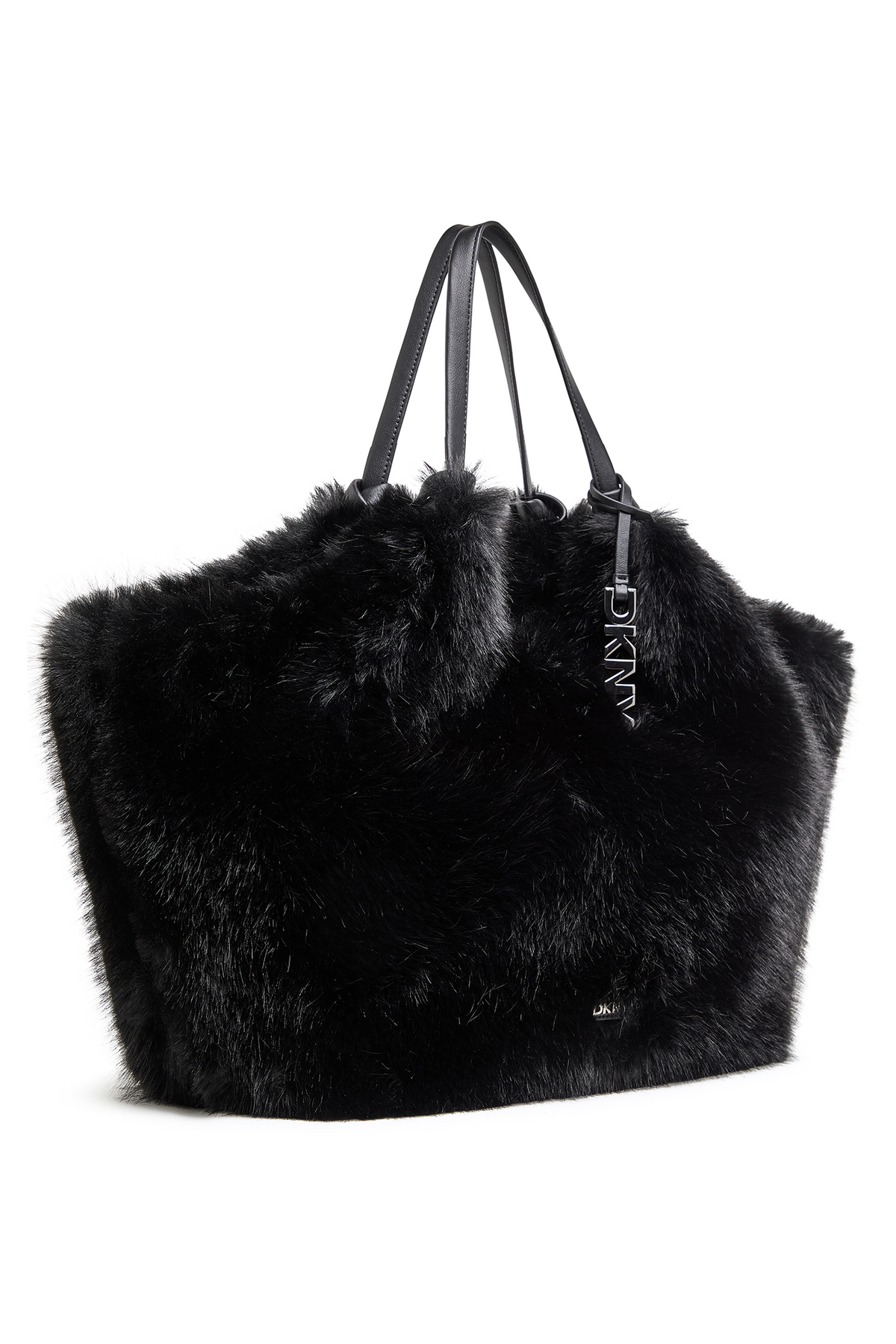 PAULA LARGE FAUX FUR TOTE Black/Silver | DKNY