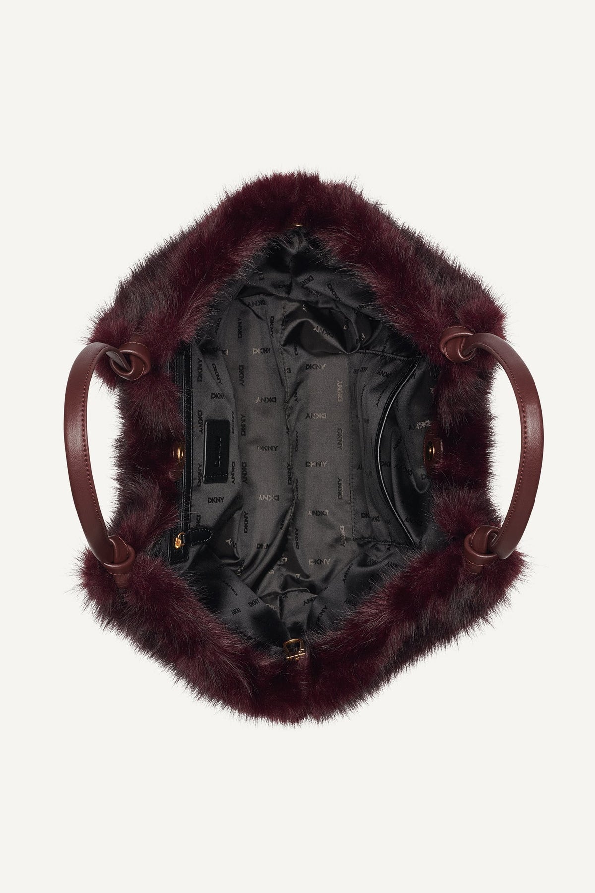 PAULA MEDIUM FAUX FUR TOTE Black/Silver | DKNY