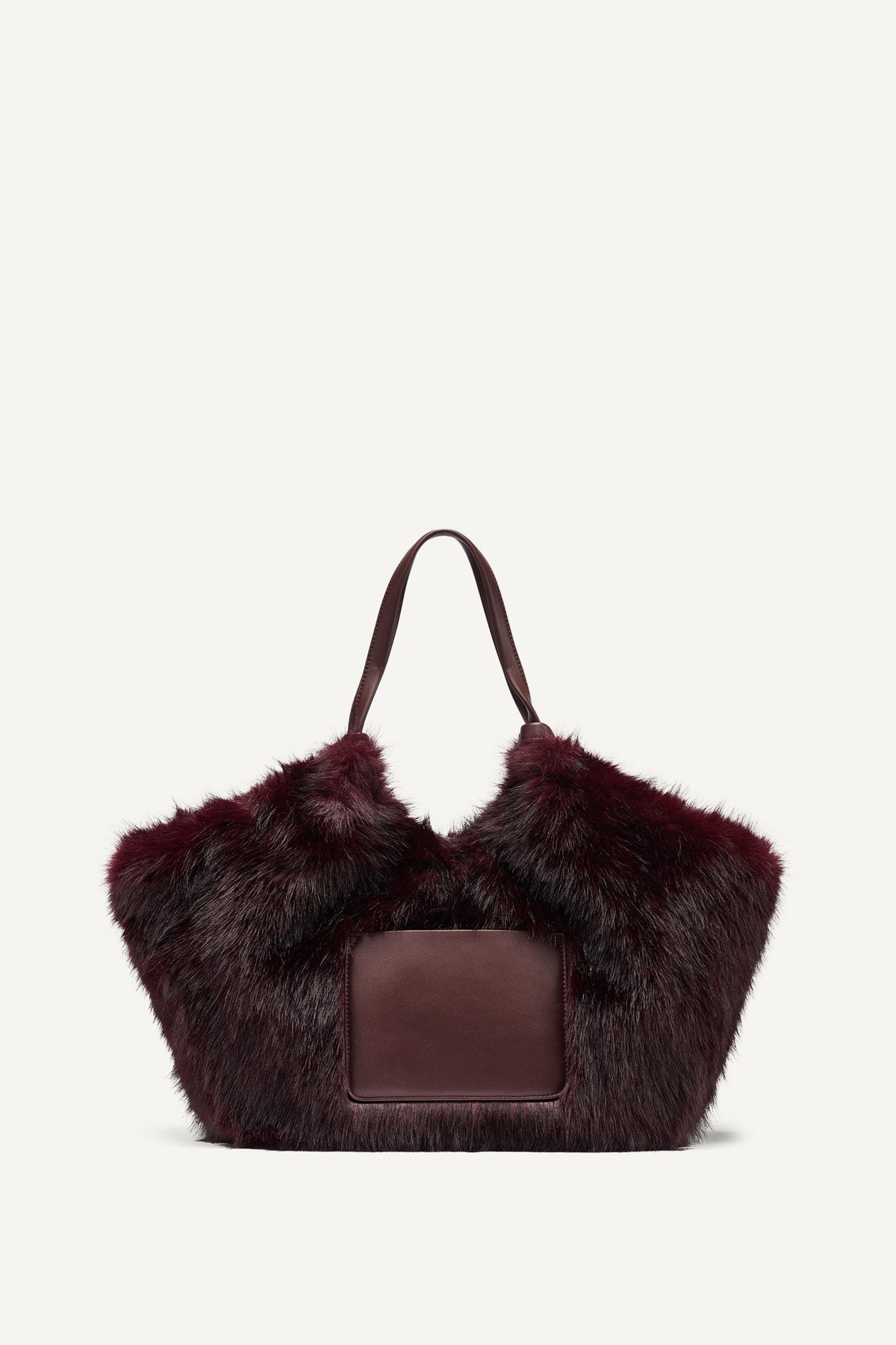 PAULA MEDIUM FAUX FUR TOTE Black/Silver | DKNY