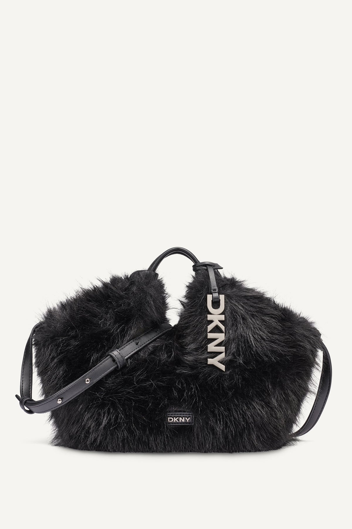 PAULA SMALL FAUX FUR TOTE Black/Silver | DKNY