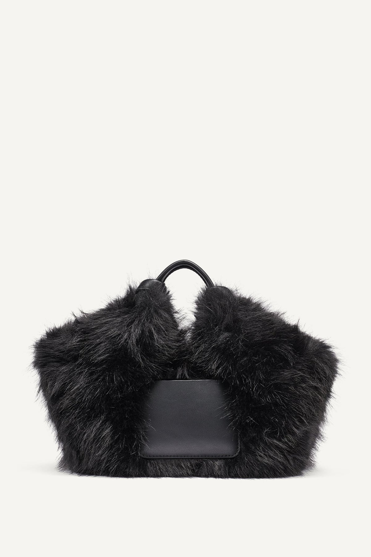 PAULA SMALL FAUX FUR TOTE Black/Silver | DKNY