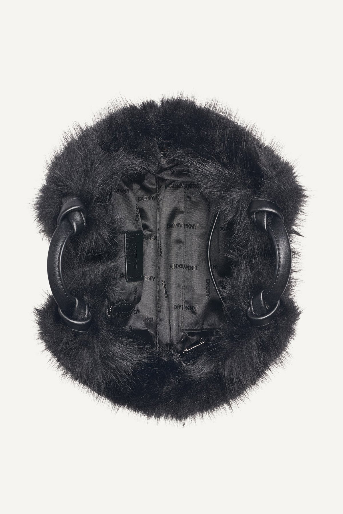 PAULA SMALL FAUX FUR TOTE Black/Silver | DKNY
