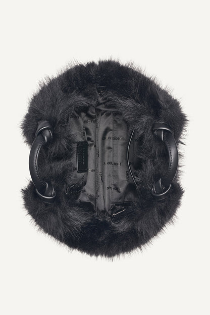 PAULA SMALL FAUX FUR TOTE Black/Silver | DKNY