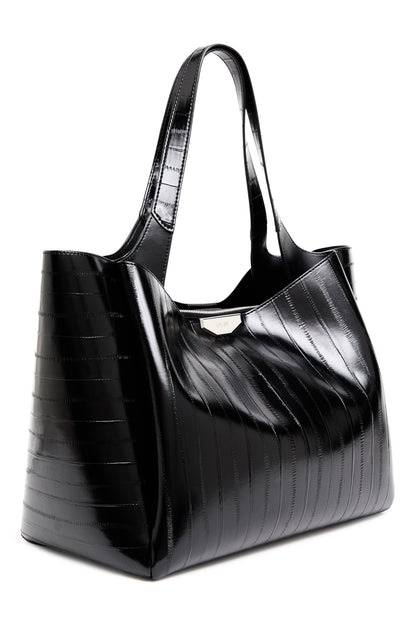 WILLA RIBBED TOTE Black/Silver | DKNY
