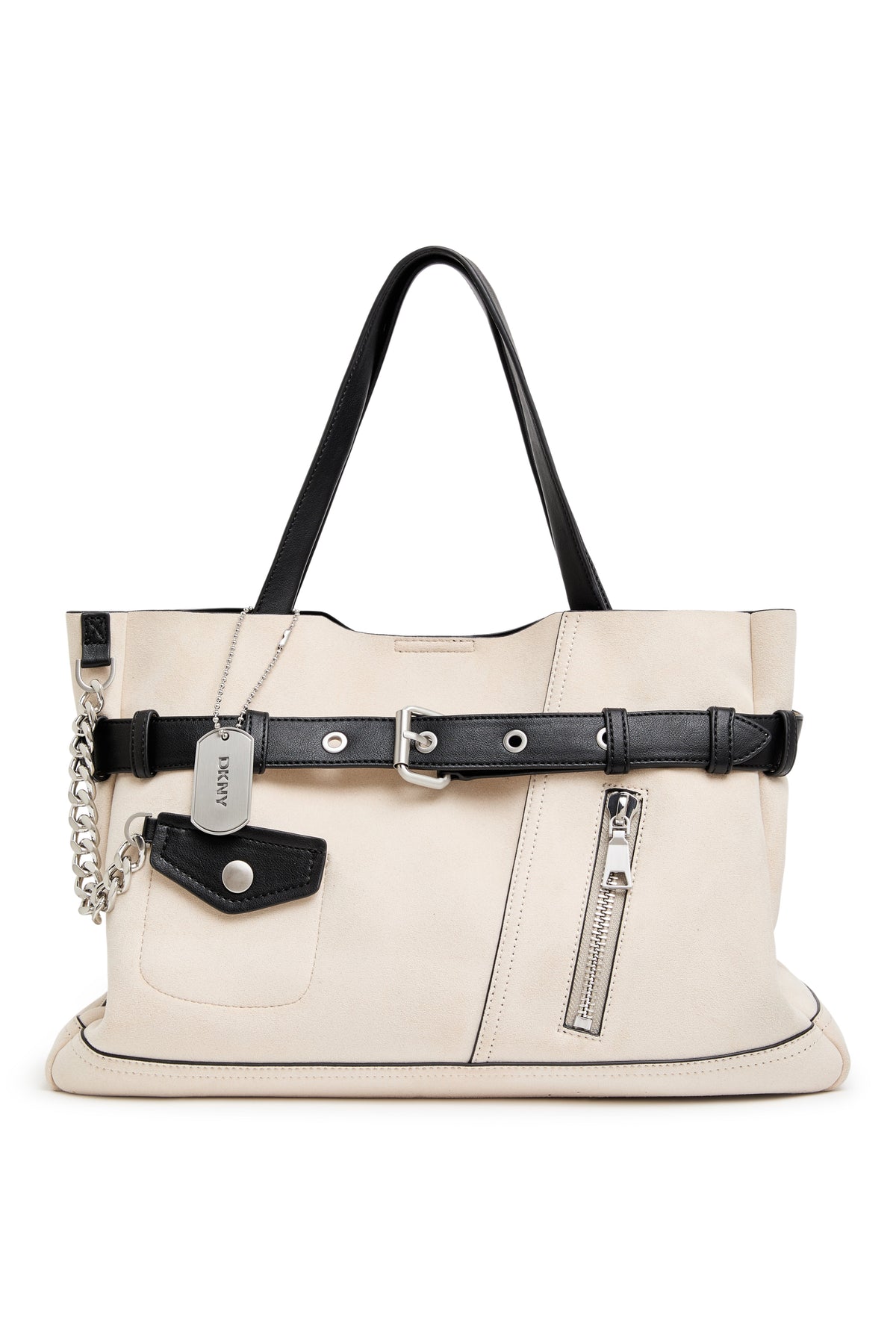 BRYAR TWO TONE LARGE MOTO SATCHEL Light Taupe | DKNY
