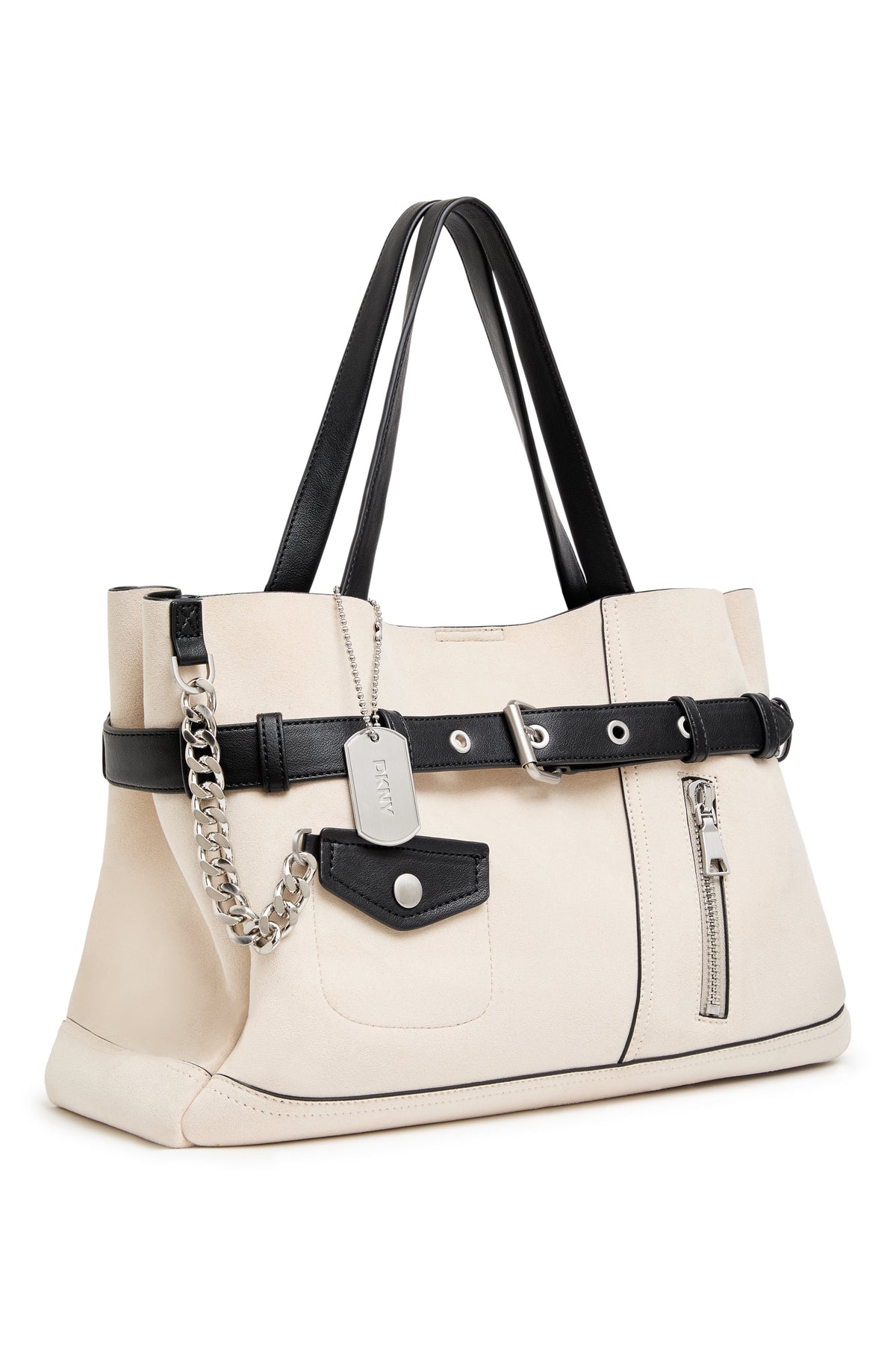 BRYAR TWO TONE LARGE MOTO SATCHEL Light Taupe | DKNY