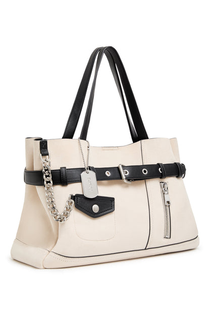BRYAR TWO TONE LARGE MOTO SATCHEL Light Taupe | DKNY