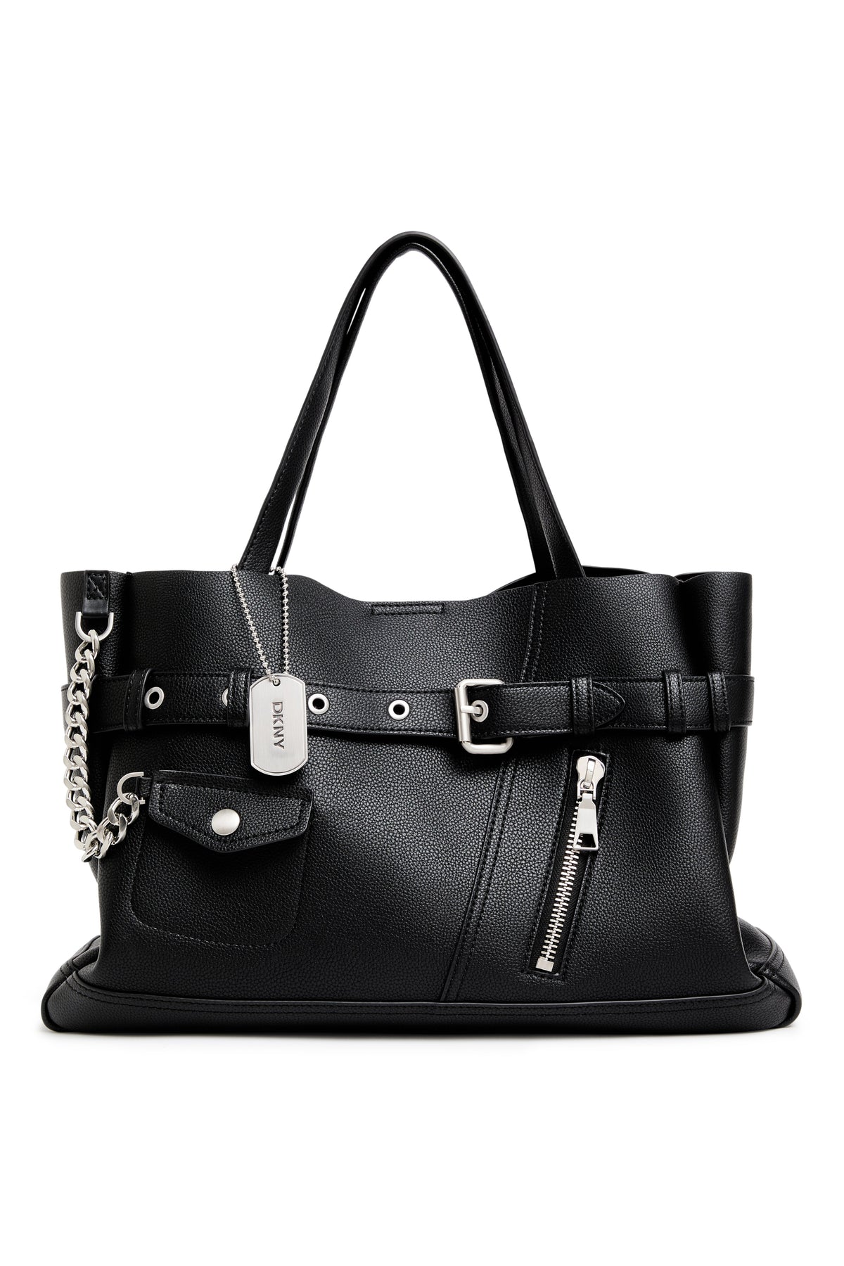 BRYAR LARGE MOTO SATCHEL Black/Silver | DKNY