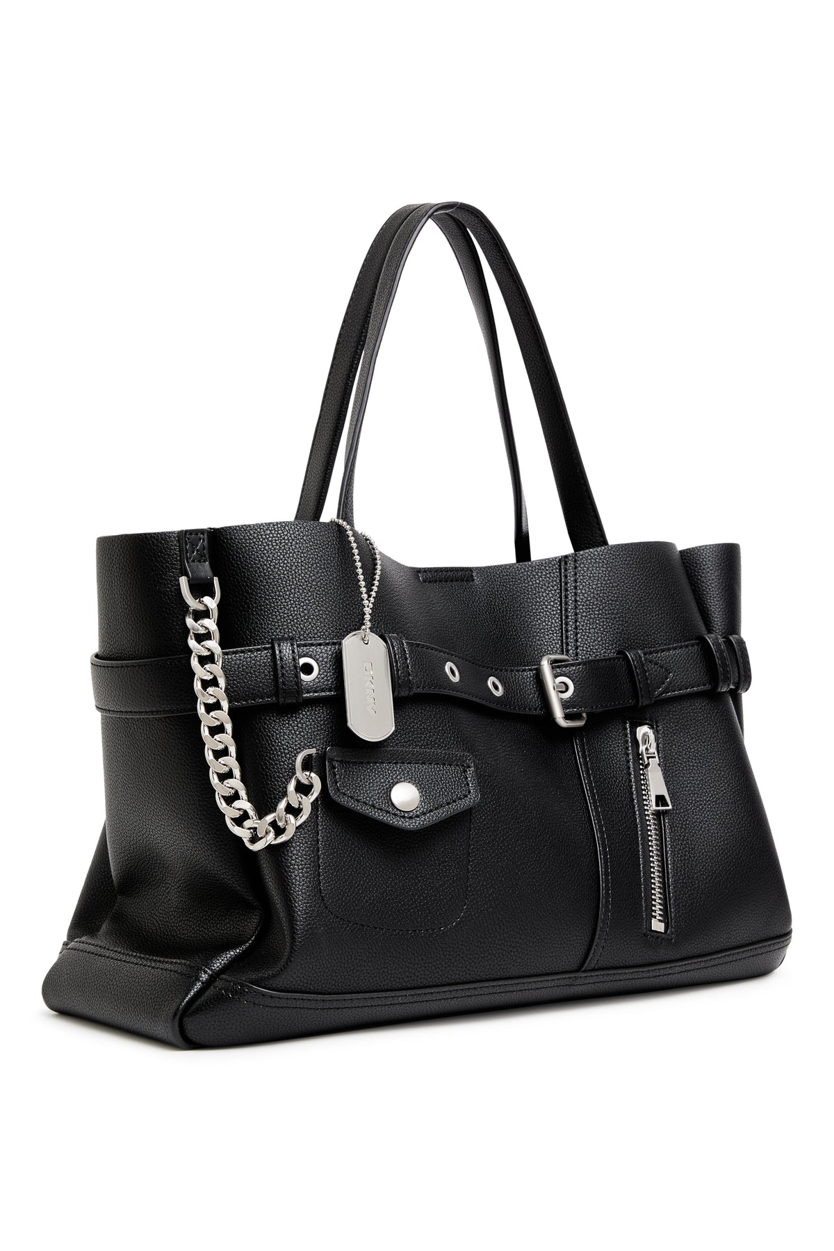 BRYAR LARGE MOTO SATCHEL Black/Silver | DKNY