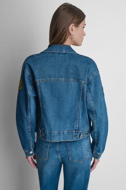 DENIM PINS AND PATCHES TRUCKER JACKET Tribeca | DKNY
