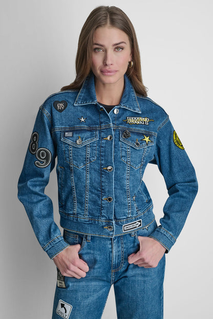 DENIM PINS AND PATCHES TRUCKER JACKET Tribeca | DKNY