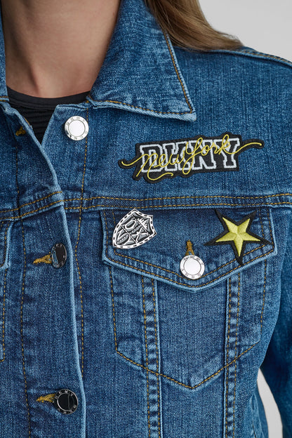 DENIM PINS AND PATCHES TRUCKER JACKET Tribeca | DKNY