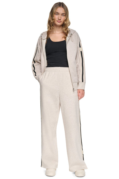 HIGH-RISE STRAIGHT LEG TRACK PANT Black | DKNY