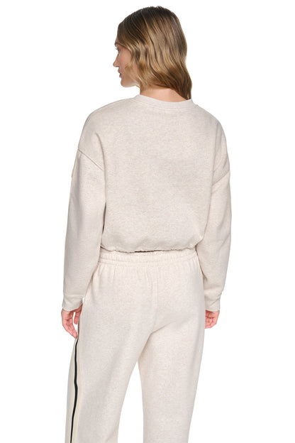 CROPPED STRIPED SWEATSHIRT Cortado Heather | DKNY