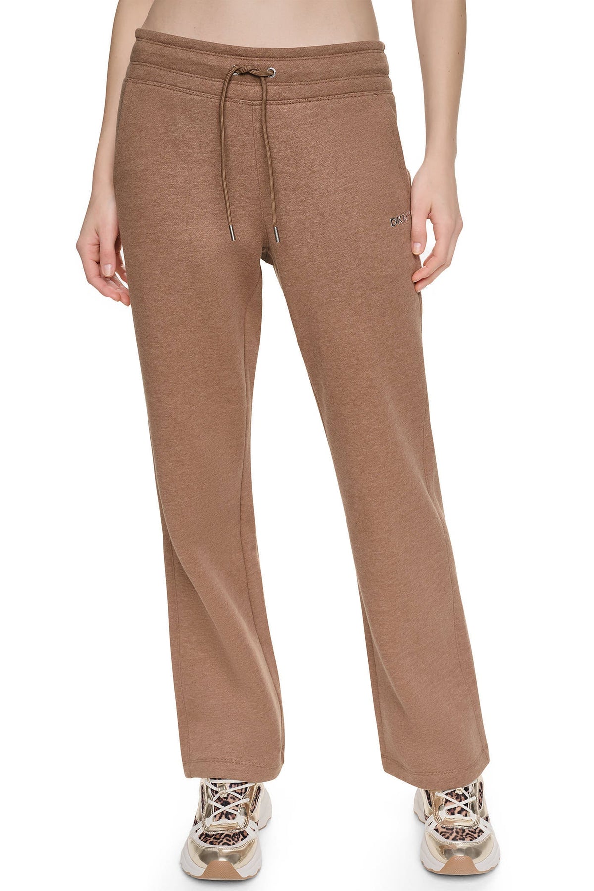 HIGH-RISE METALLIC BUBBLE STRAIGHT LEG PANT Caramel Heather | DKNY