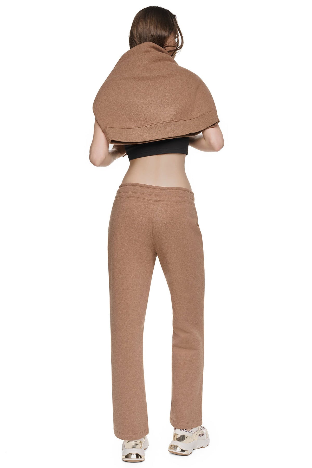 HIGH-RISE METALLIC BUBBLE STRAIGHT LEG PANT Caramel Heather | DKNY