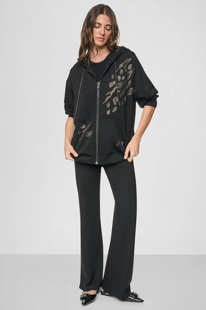 STUDDED ANIMAL PRINT HOODIE Black | DKNY