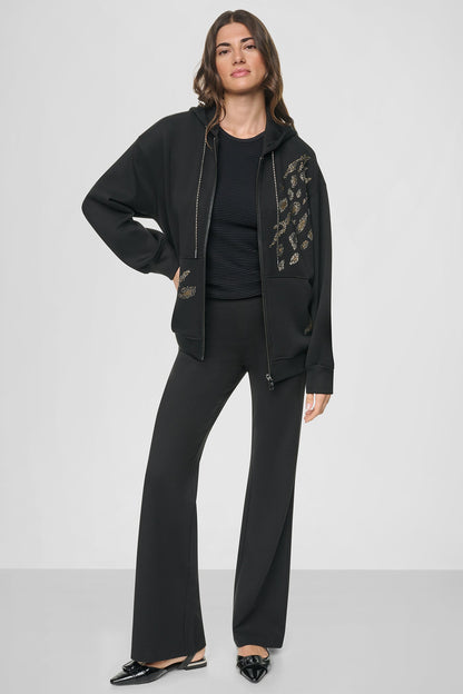 STUDDED ANIMAL PRINT HOODIE Black | DKNY