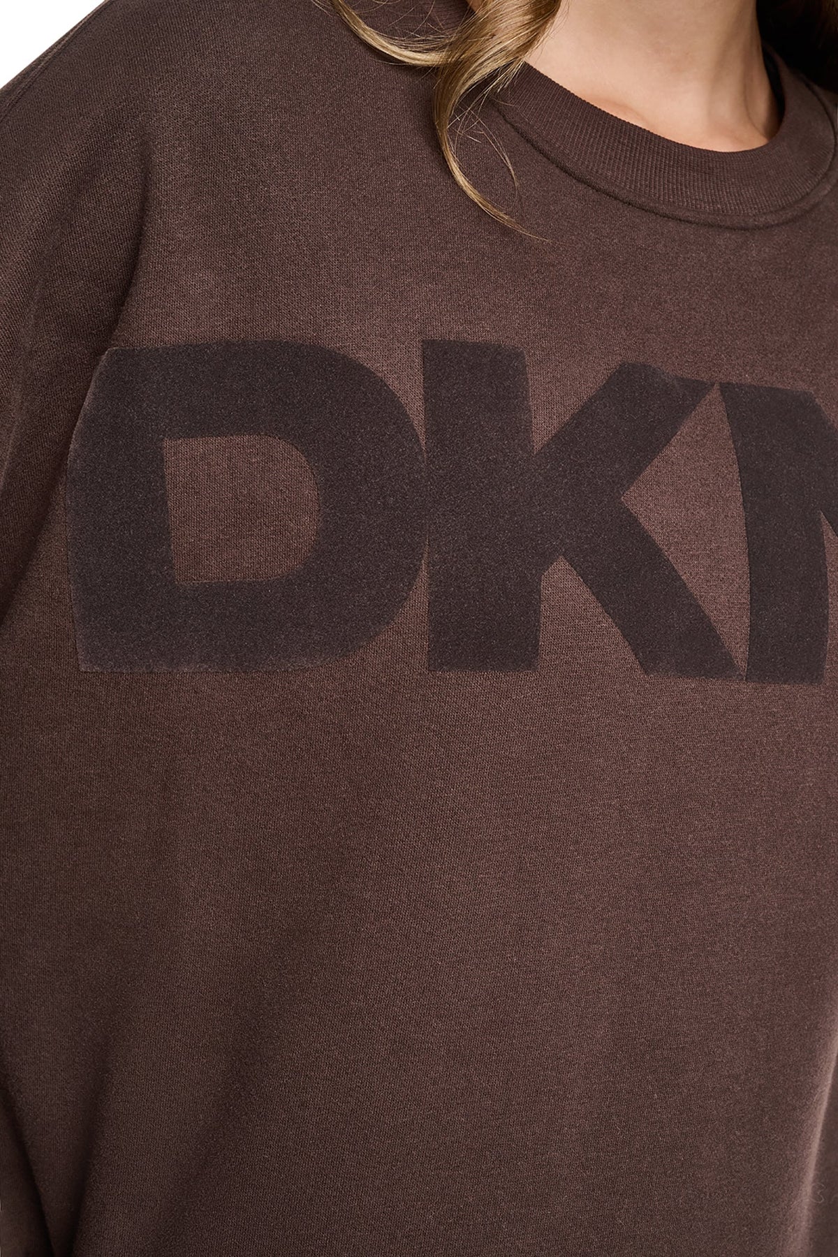 FLOCKED VARSITY LOGO SWEATSHIRT Black/Black | DKNY