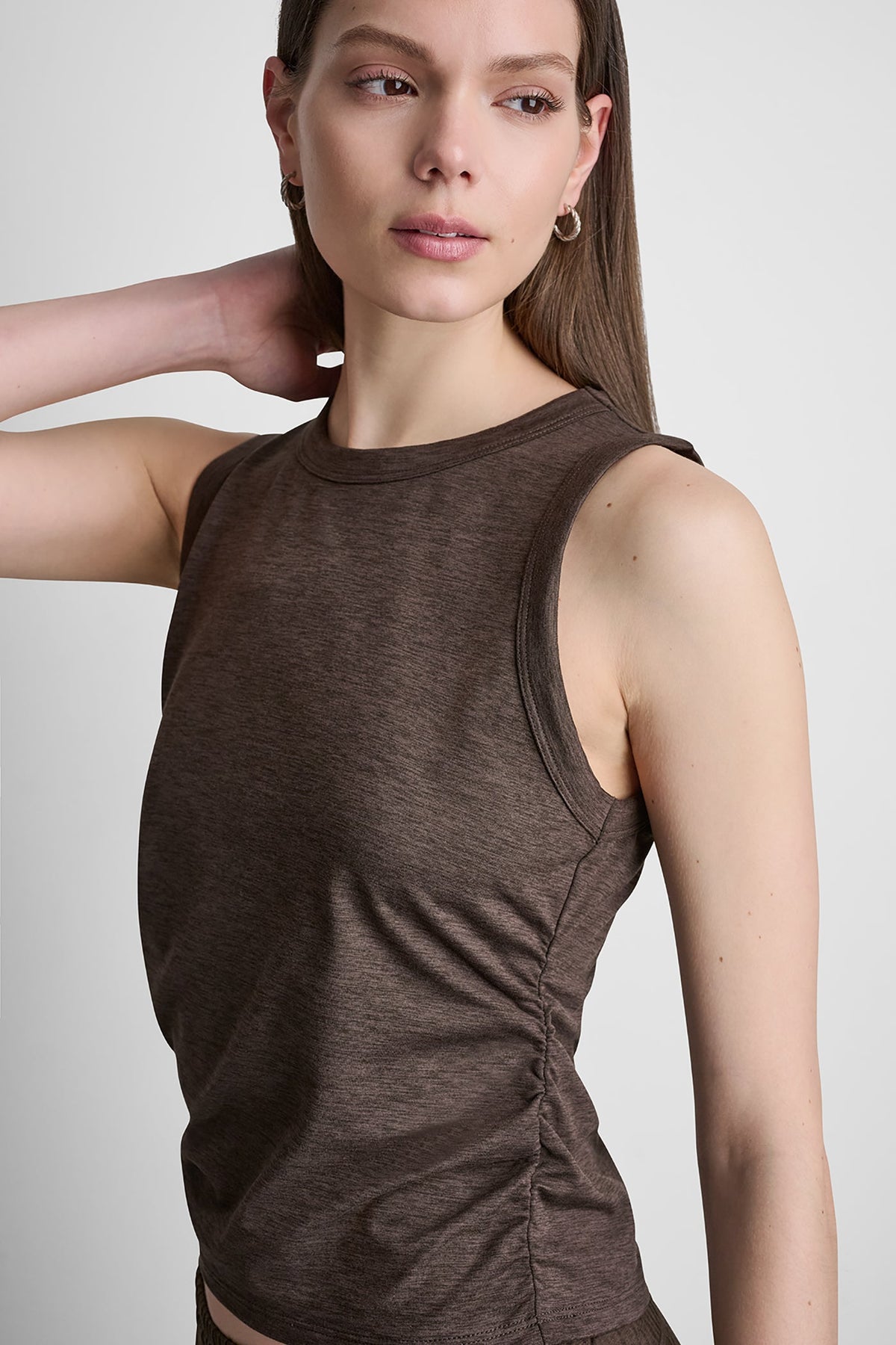 SPACEDYE TANK WITH RUCHING Espresso Spacedye | DKNY