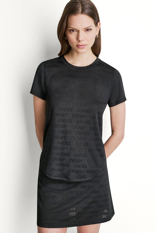 LOGO JACQUARD CREW NECK TEE White | DKNY