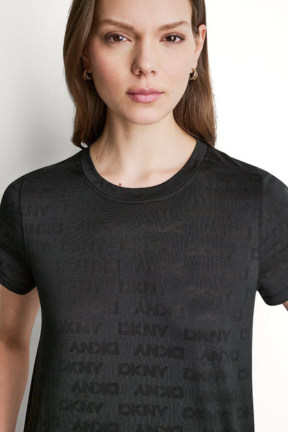 LOGO JACQUARD CREW NECK TEE White | DKNY