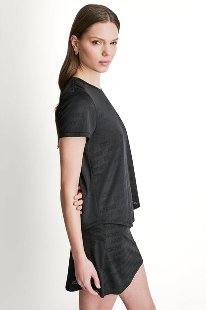 LOGO JACQUARD CREW NECK TEE White | DKNY