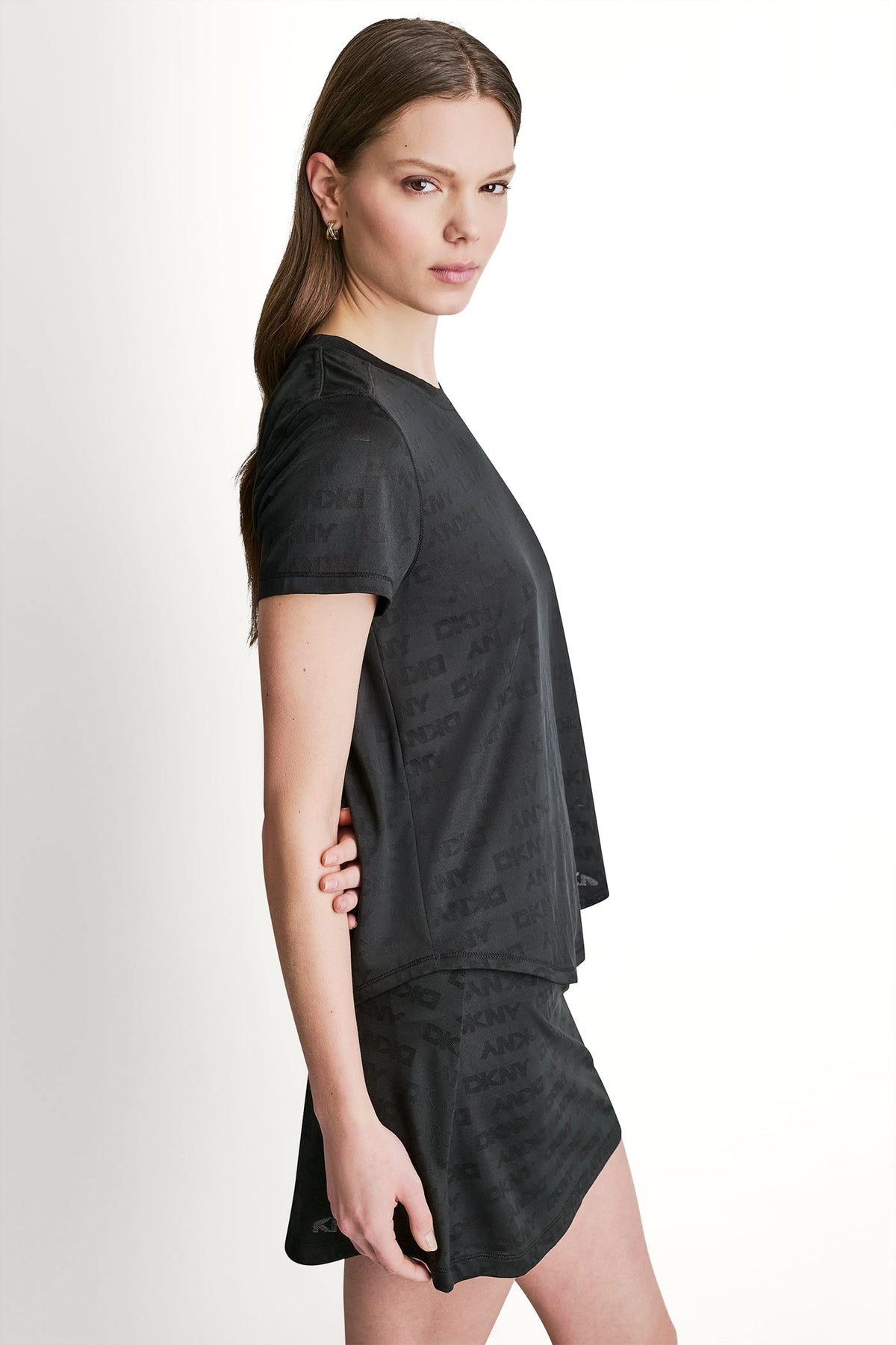 LOGO JACQUARD CREW NECK TEE White | DKNY