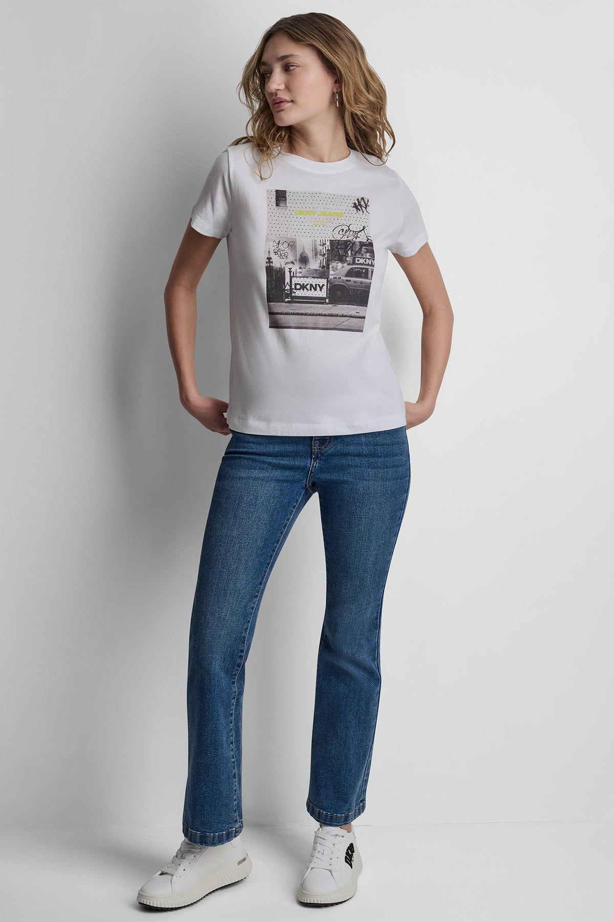 DKNY PHOTOREAL LOGO CREW NECK TEE White/Black Combo | DKNY