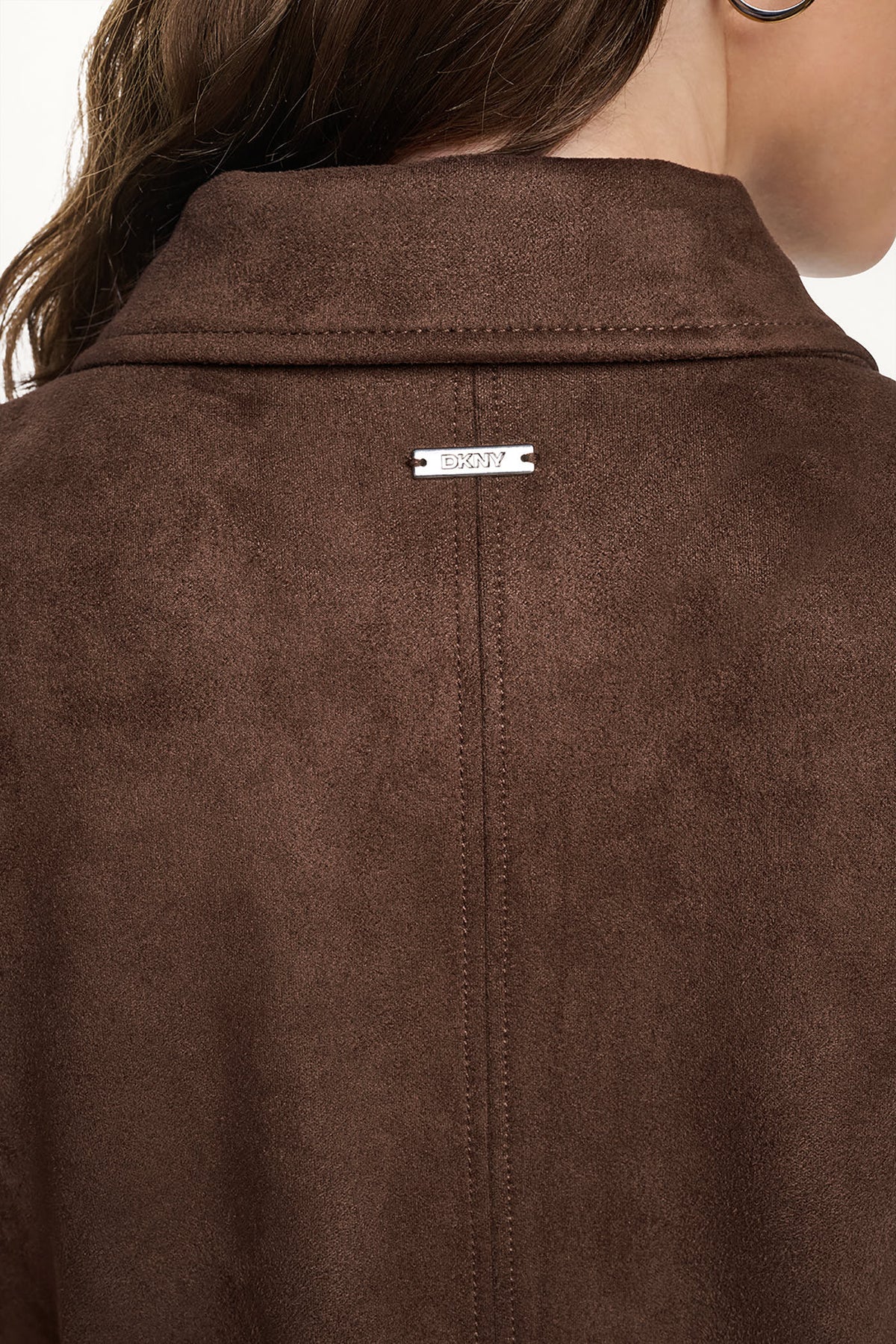 COLLARED FAUX SUEDE DRESS Chestnut | DKNY