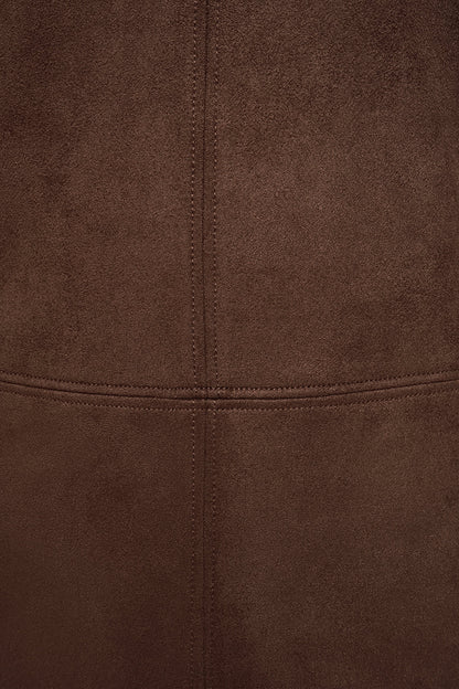 COLLARED FAUX SUEDE DRESS Chestnut | DKNY
