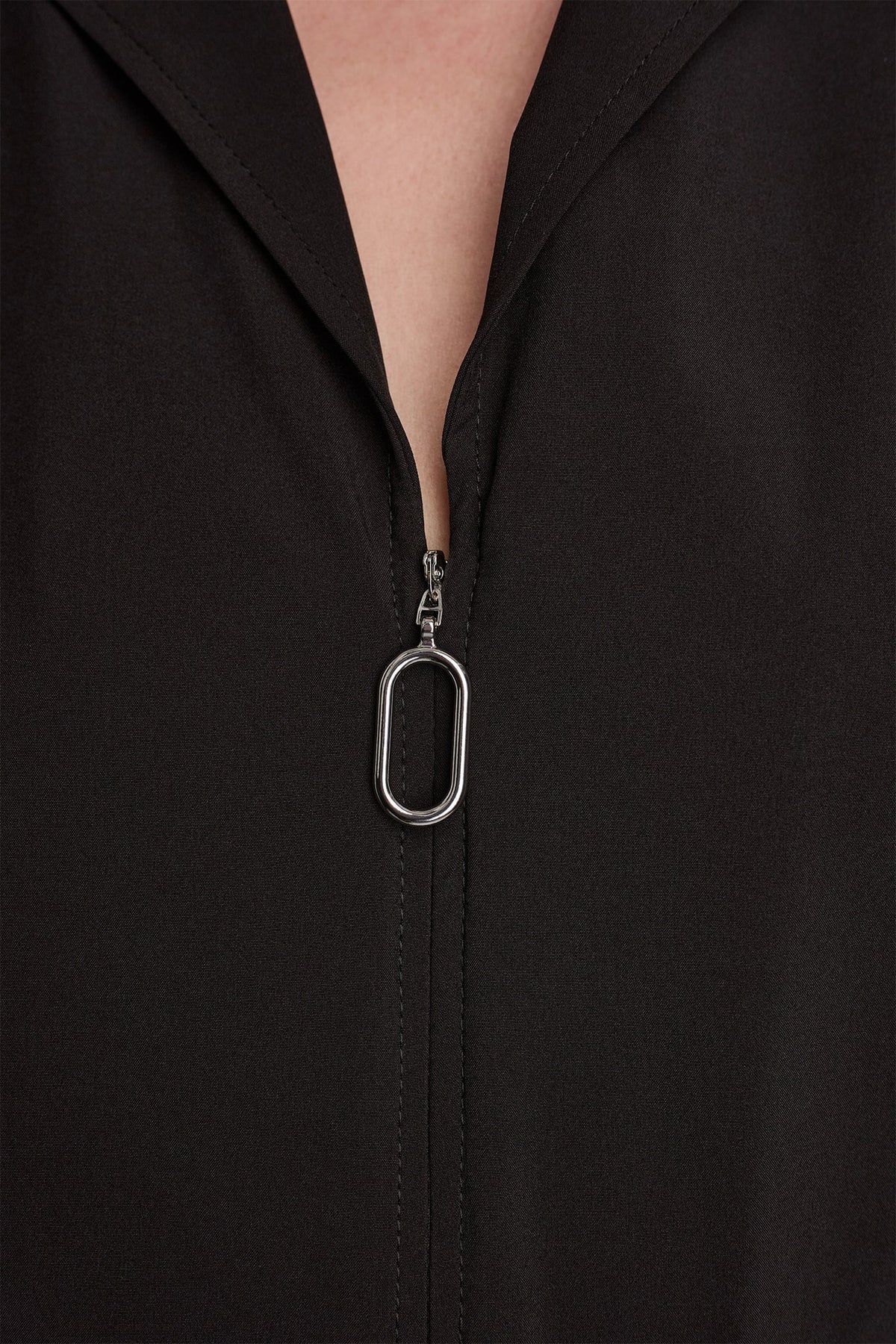 CAP SLEEVE ZIP-FRONT SHIRT DRESS Black | DKNY