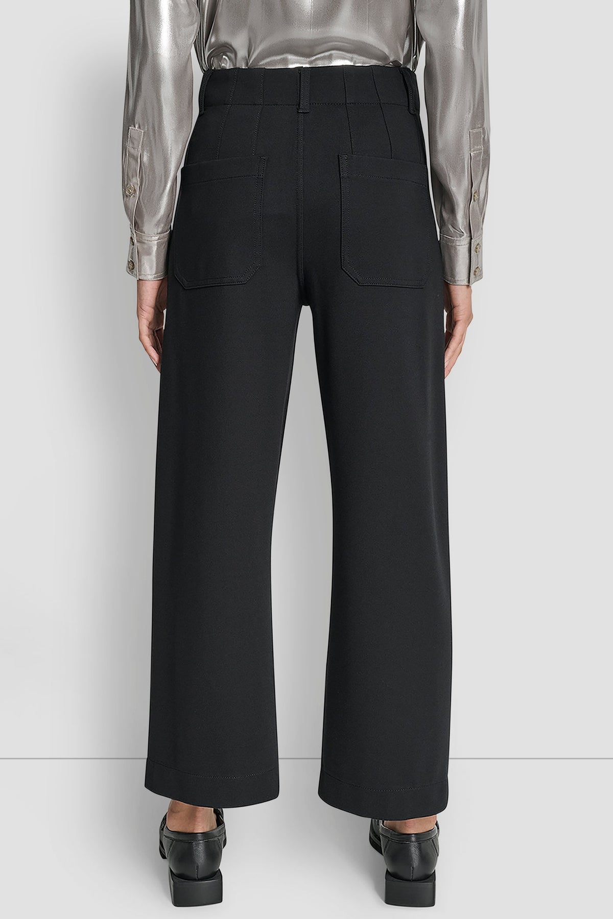 CROPPED HIGH-RISE WIDE-LEG PANT Black | DKNY