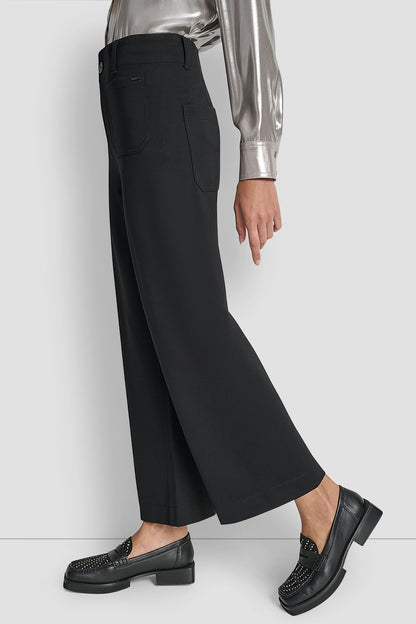 CROPPED HIGH-RISE WIDE-LEG PANT Black | DKNY