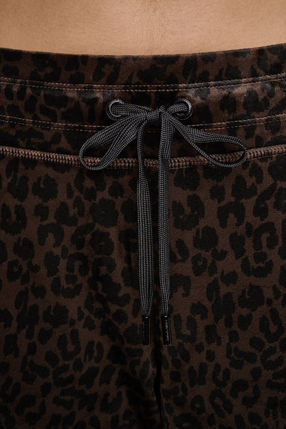 VELOUR ANIMAL PRINT MID-RISE PANT Espresso Leopard Print | DKNY