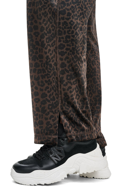 VELOUR ANIMAL PRINT MID-RISE PANT Espresso Leopard Print | DKNY