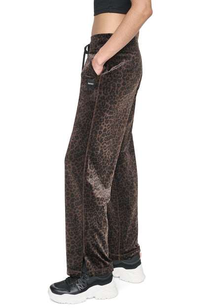 VELOUR ANIMAL PRINT MID-RISE PANT Espresso Leopard Print | DKNY