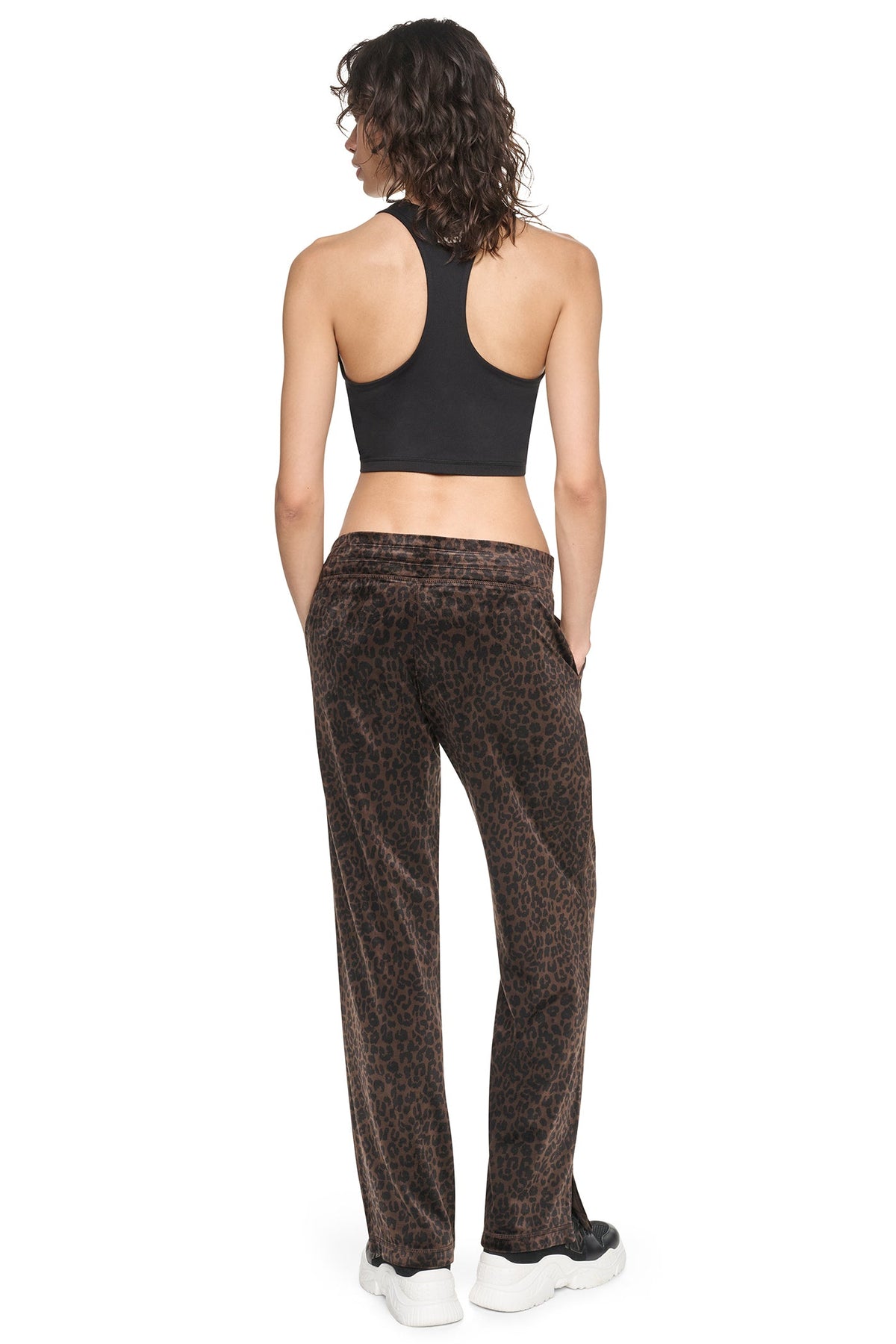 VELOUR ANIMAL PRINT MID-RISE PANT Espresso Leopard Print | DKNY
