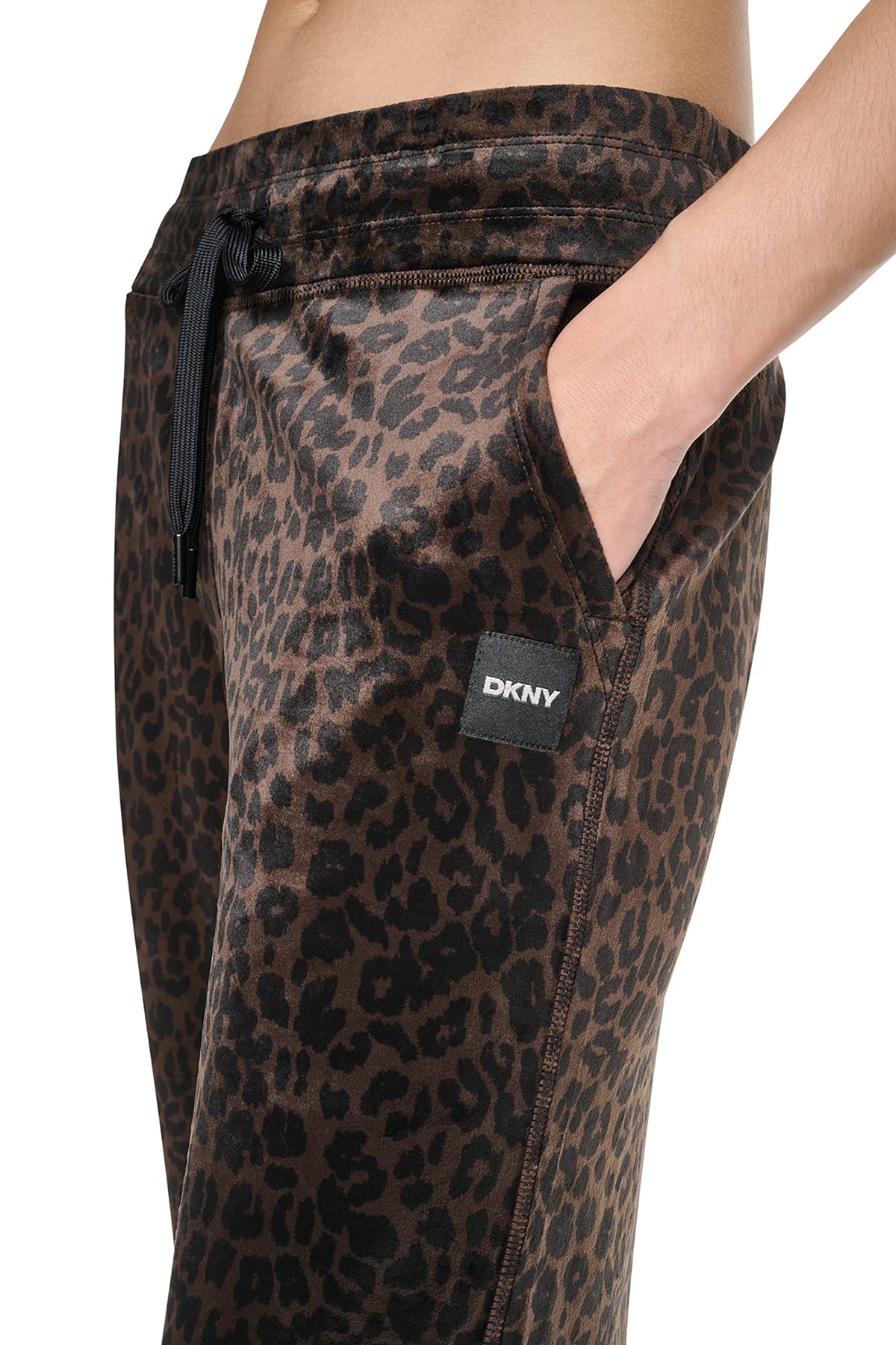 VELOUR ANIMAL PRINT MID-RISE PANT Espresso Leopard Print | DKNY