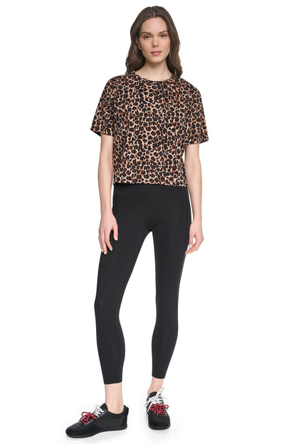 CROPPED ANIMAL PRINT TEE Leopard Caramel | DKNY