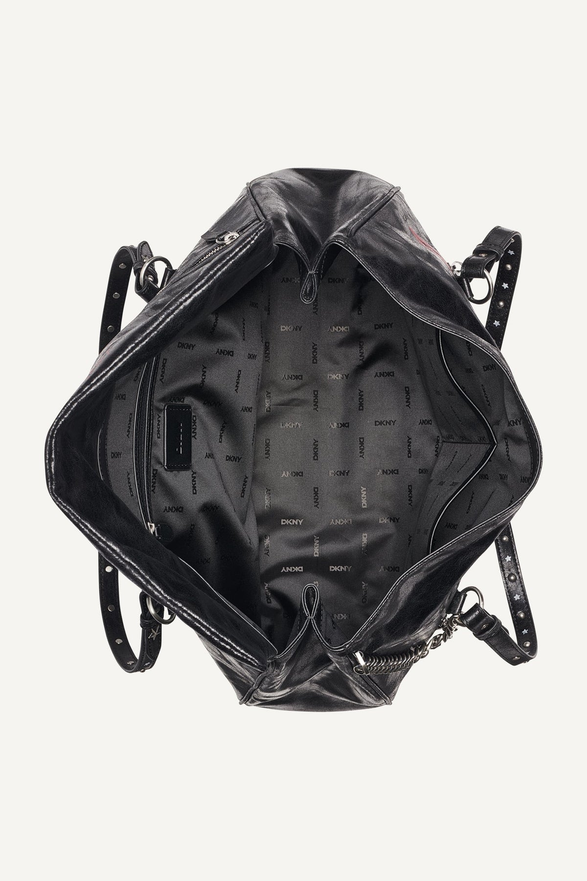 SKYE LARGE SATCHEL Black/Silver | DKNY