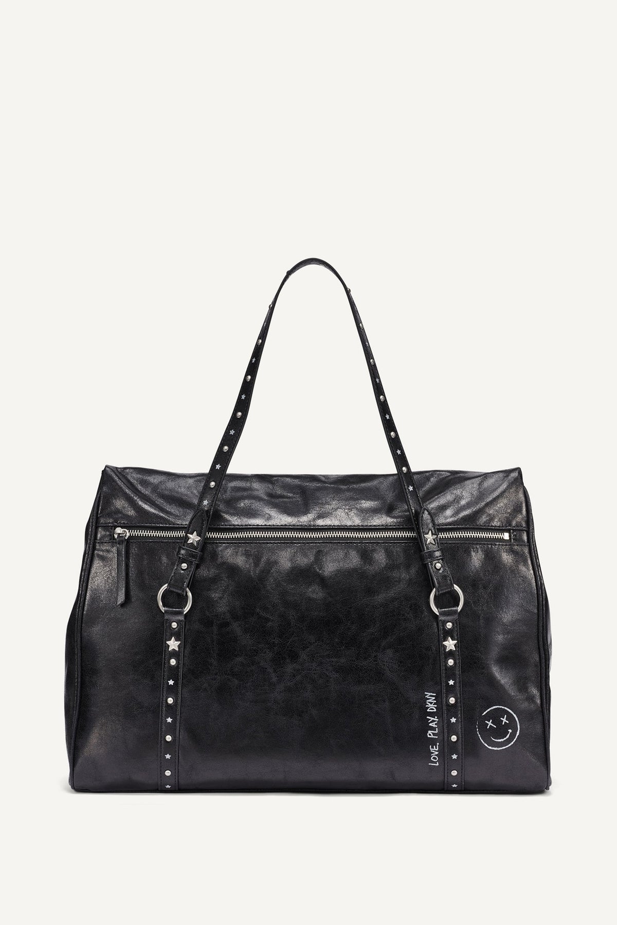 SKYE LARGE SATCHEL Black/Silver | DKNY