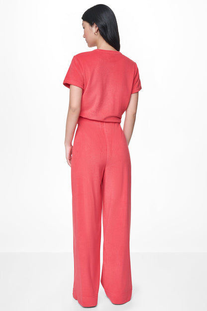 TOWELLING TERRY HIGH RISE WIDE LEG PANT Punch | DKNY