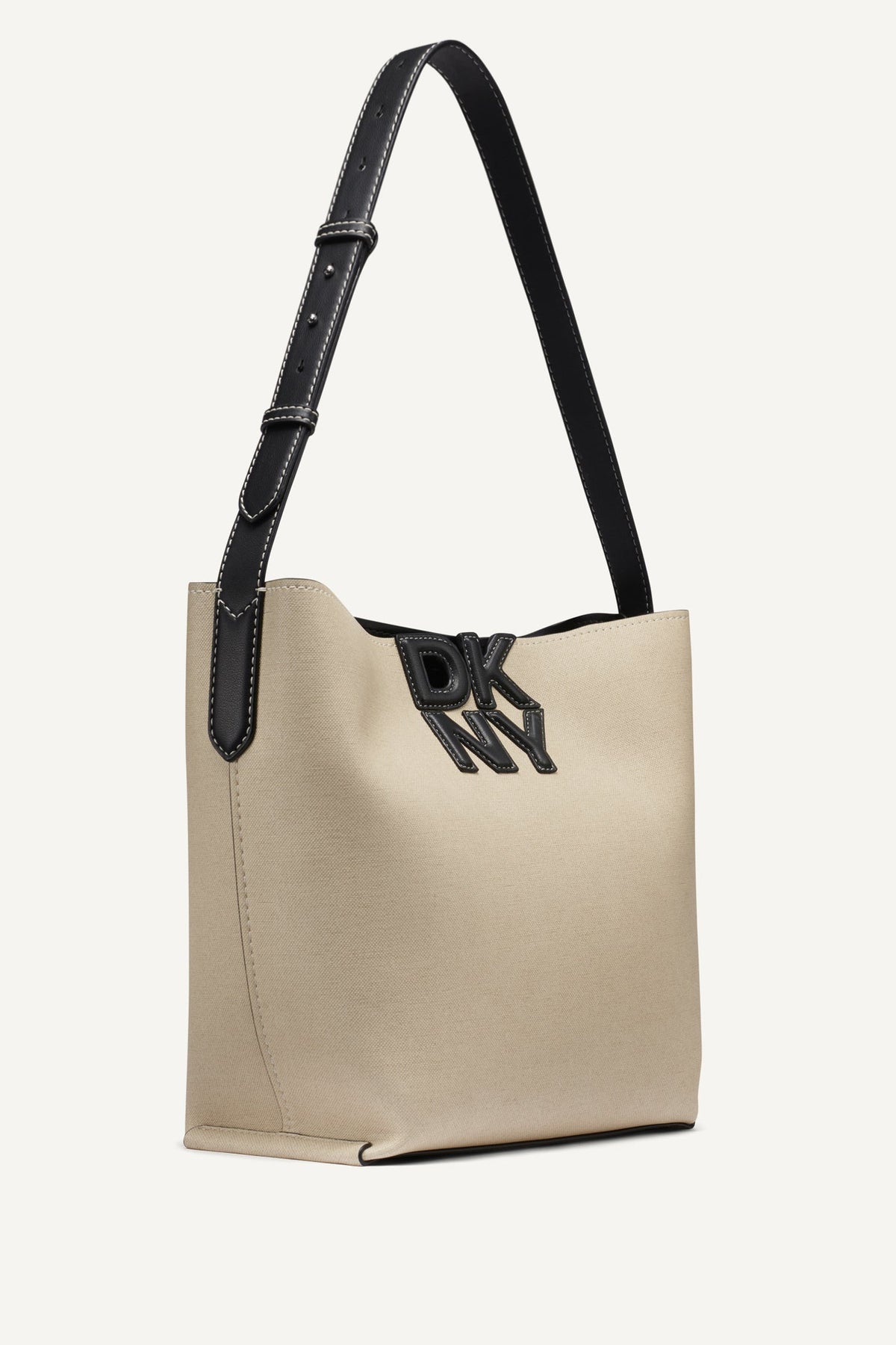 NICOLE LOGO BUCKET BAG Natural/Black | DKNY
